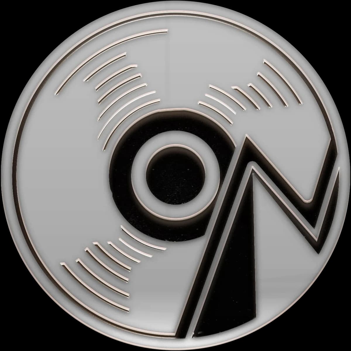 Nine Degrees North logo: a vinyl record carrying the letters O and N